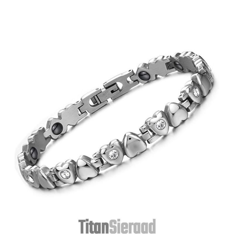 Superieure Kwaliteit Dames Sweetheart Titanium Armband Met Strass Superieure Kwaliteit Dames Sweetheart Titanium Armband Met Strass