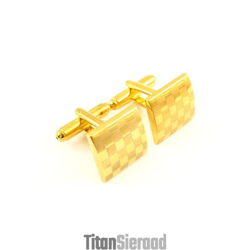 Vierkante Manchetknopen Van Titanium Met Gouden Plating