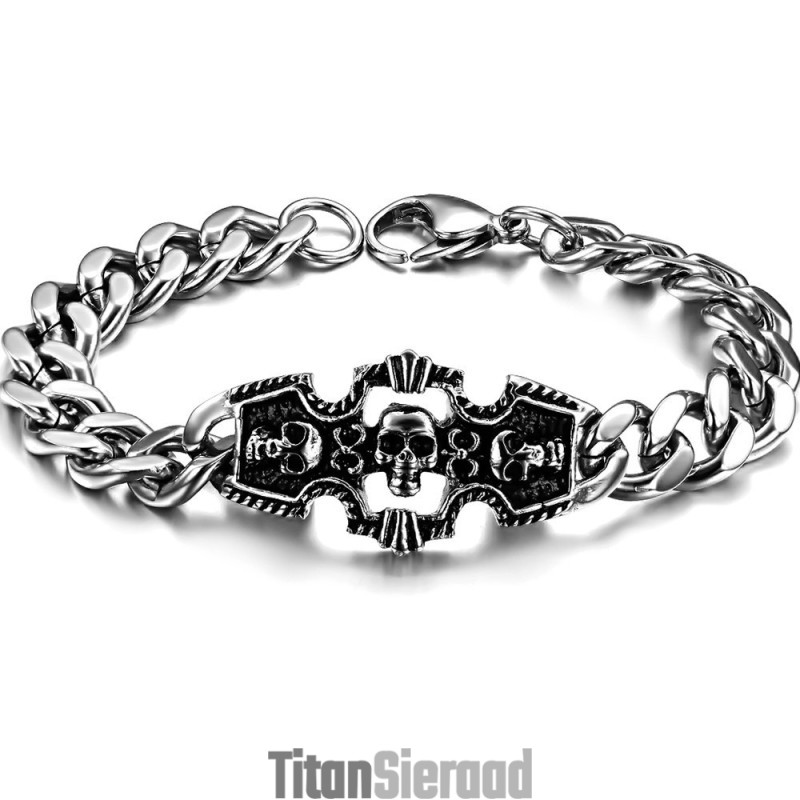 Mannen Schedel Titanium Armband Van Uitstekende Kwaliteit Mannen Schedel Titanium Armband Van Uitstekende Kwaliteit