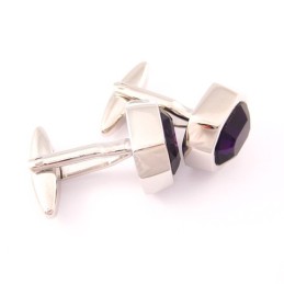 Mode Titanium Manchetknopen Met Mysterieuze Paarse Opaal