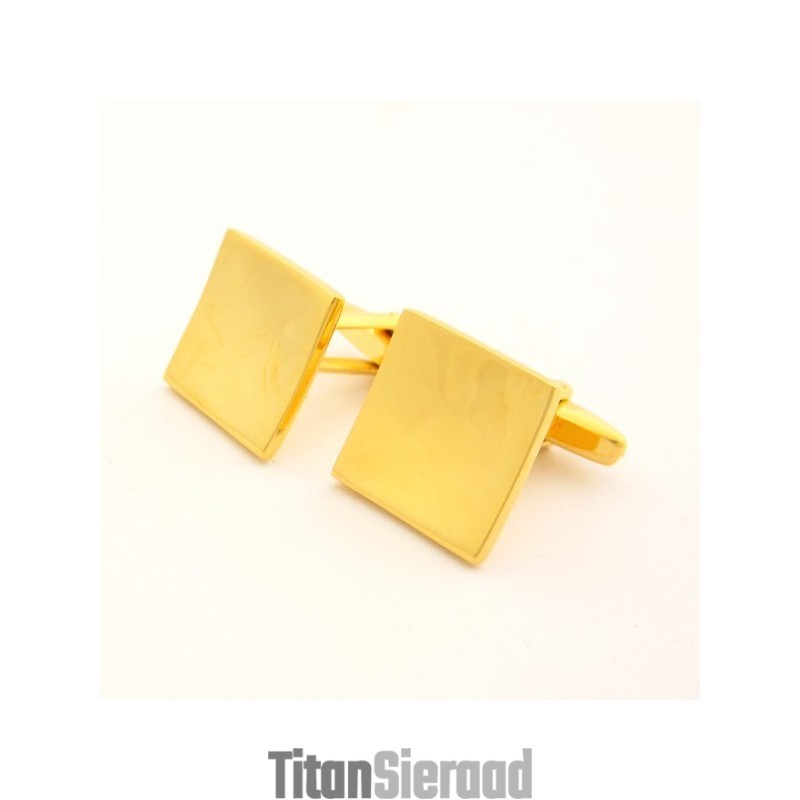 Titanium En Gouden Ip-Geplateerde Concave Vierkante Manchetknopen Titanium En Gouden Ip-Geplateerde Concave Vierkante Manchetknopen