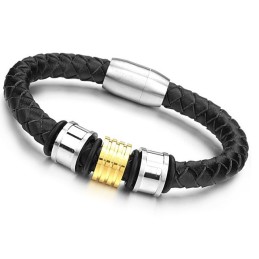 Betrouwbare Kwaliteit Ronde Titanium Leren Armband Voor Heren