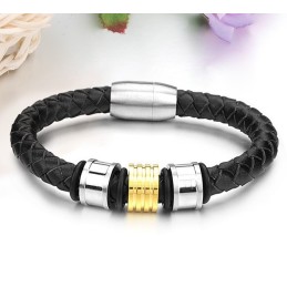 Betrouwbare Kwaliteit Ronde Titanium Leren Armband Voor Heren