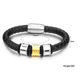 Betrouwbare Kwaliteit Ronde Titanium Leren Armband Voor Heren