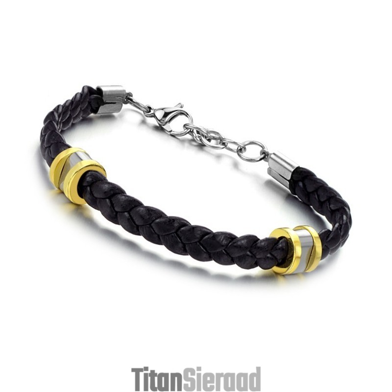 Hoogwaardige, Bondige Titanium Leren Armband Hoogwaardige, Bondige Titanium Leren Armband