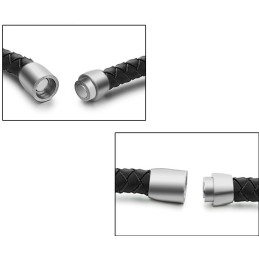 Hoogwaardige Zwarte Titanium Leren Armband