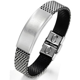 Eenvoudig Te Gebruiken Zwarte Titanium Leren Armband
