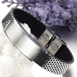 Eenvoudig Te Gebruiken Zwarte Titanium Leren Armband