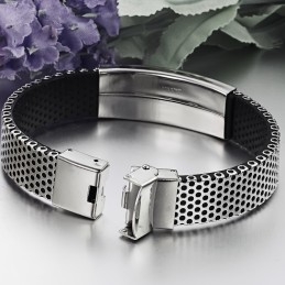 Eenvoudig Te Gebruiken Zwarte Titanium Leren Armband
