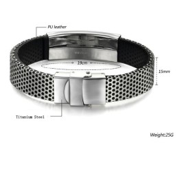 Eenvoudig Te Gebruiken Zwarte Titanium Leren Armband