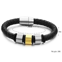De Koningin Van De Kwaliteit Zwarte Titanium Leren Armband Voor Heren
