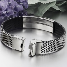 Brede Variaties Heren Titanium Leren Armband