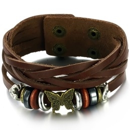 Hoogwaardige Vlindervormige Titanium Leren Armband Voor Dames