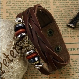 Hoogwaardige Vlindervormige Titanium Leren Armband Voor Dames