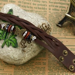 Hoogwaardige Vlindervormige Titanium Leren Armband Voor Dames