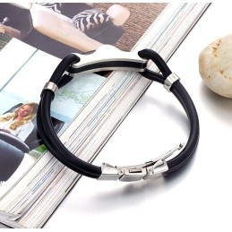 De King Of Quantity Zwarte Titanium Leren Armband