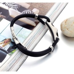 De King Of Quantity Zwarte Titanium Leren Armband