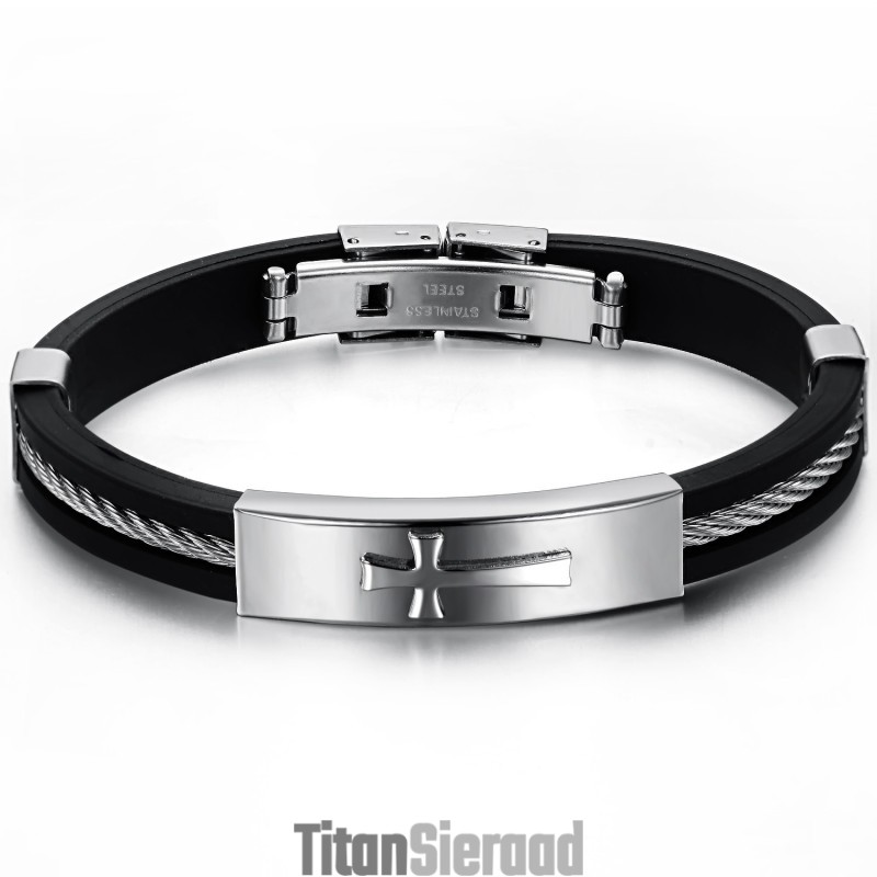 Uitstekende Kwaliteit Mannelijke Kruis Titanium Armband Uitstekende Kwaliteit Mannelijke Kruis Titanium Armband