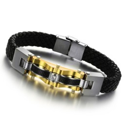 Betrouwbare, Mannelijke Titanium Leren Armband