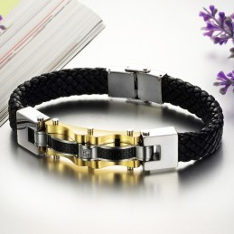 Betrouwbare, Mannelijke Titanium Leren Armband