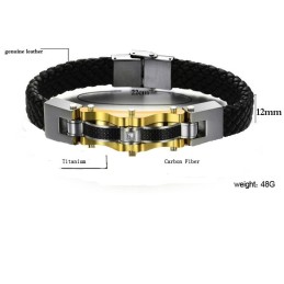 Betrouwbare, Mannelijke Titanium Leren Armband