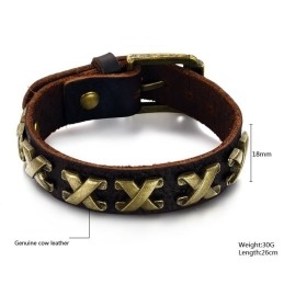Hoogwaardige Titanium Leren Armband Met Romeinse Cijfers