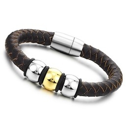 Om Te Genieten Van Een Hoge Reputatie In Binnen- En Buitenland: Bruine Titanium Leren Armband