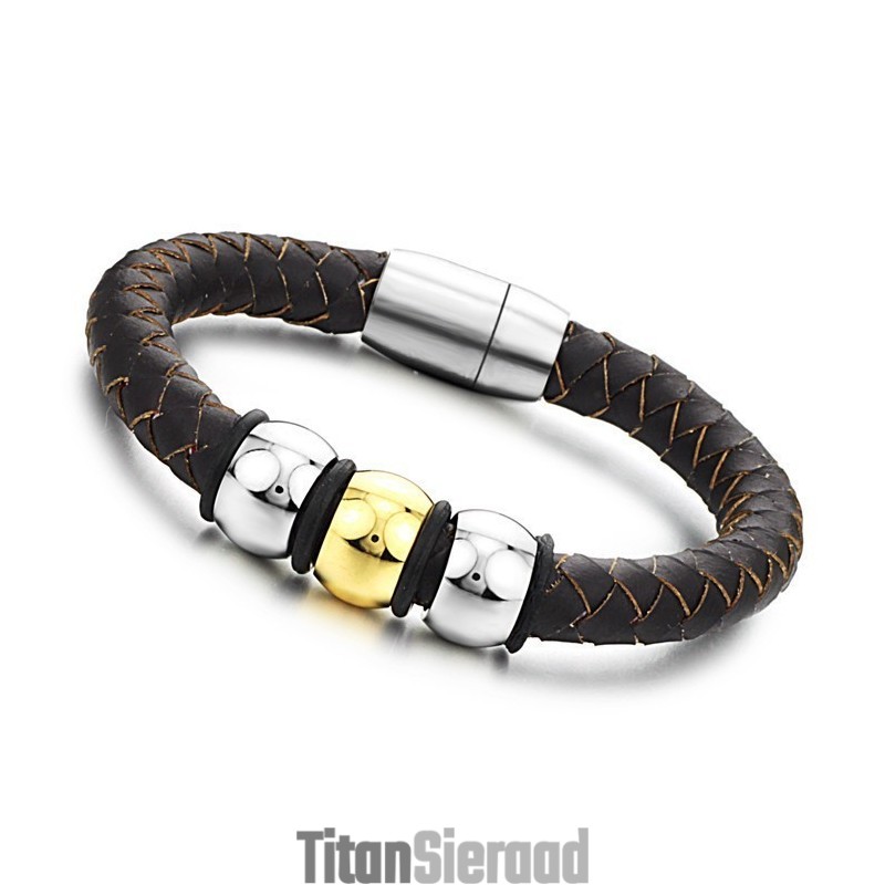 Om Te Genieten Van Een Hoge Reputatie In Binnen- En Buitenland: Bruine Titanium Leren Armband