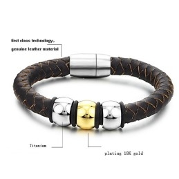 Om Te Genieten Van Een Hoge Reputatie In Binnen- En Buitenland: Bruine Titanium Leren Armband