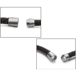 Hoogwaardige Bruine Titanium Leren Armband