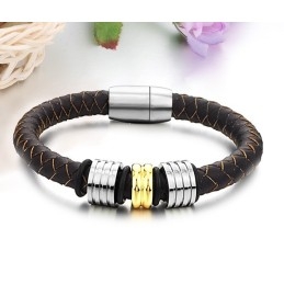 De Koningin Van De Hoogwaardige Bruine Titanium Leren Armband