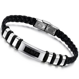 Gebruiksvriendelijke Mannelijke Titanium Leren Armband