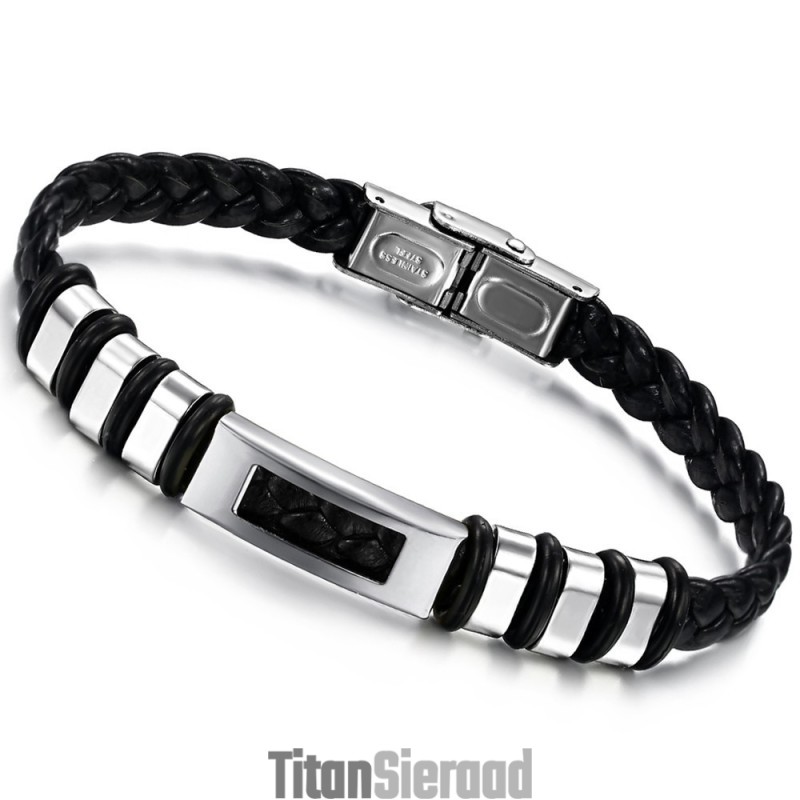 Gebruiksvriendelijke Mannelijke Titanium Leren Armband Gebruiksvriendelijke Mannelijke Titanium Leren Armband