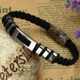 Gebruiksvriendelijke Mannelijke Titanium Leren Armband
