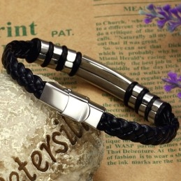 Gebruiksvriendelijke Mannelijke Titanium Leren Armband