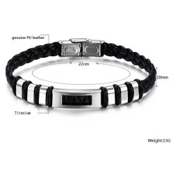 Gebruiksvriendelijke Mannelijke Titanium Leren Armband