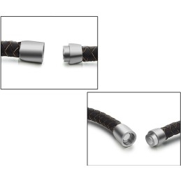 Brede Variaties Bruine Titanium Leren Armband