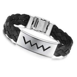 Goed Verkocht Over De Hele Wereld Watergolfvormige Titanium Leren Armband