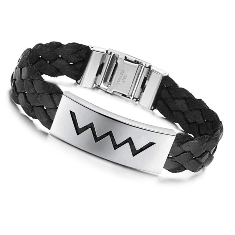 Goed Verkocht Over De Hele Wereld Watergolfvormige Titanium Leren Armband Goed Verkocht Over De Hele Wereld Watergolfvormige Titanium Leren Armband