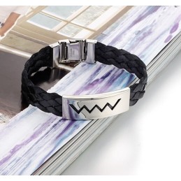 Goed Verkocht Over De Hele Wereld Watergolfvormige Titanium Leren Armband