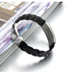 Goed Verkocht Over De Hele Wereld Watergolfvormige Titanium Leren Armband