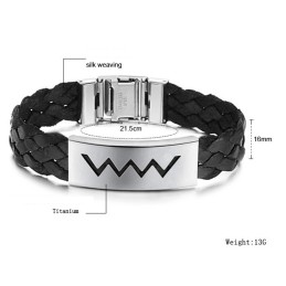 Goed Verkocht Over De Hele Wereld Watergolfvormige Titanium Leren Armband