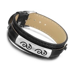 Brede Variaties Zwarte Titanium Leren Armband