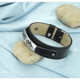 Brede Variaties Zwarte Titanium Leren Armband