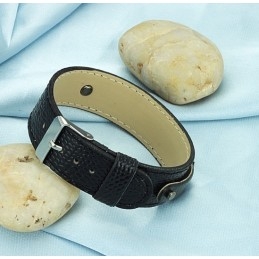 Brede Variaties Zwarte Titanium Leren Armband