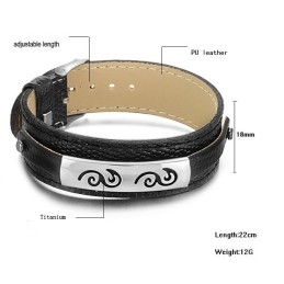 Brede Variaties Zwarte Titanium Leren Armband
