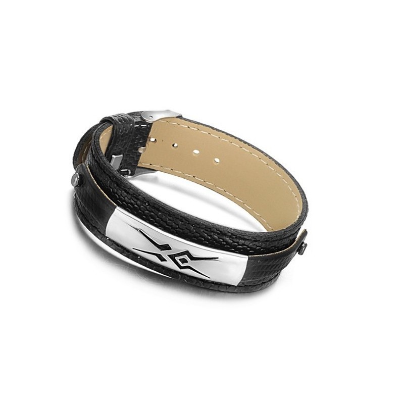Stabiele Kwaliteit Zwarte Titanium Leren Armband