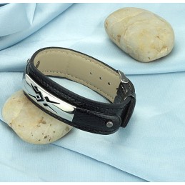 Stabiele Kwaliteit Zwarte Titanium Leren Armband