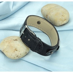 Stabiele Kwaliteit Zwarte Titanium Leren Armband