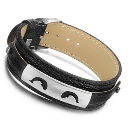Zwarte Titanium Leren Armband, Goed Verkocht Over De Hele Wereld